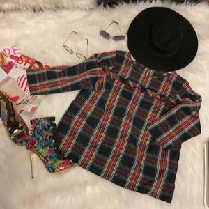 TALBOTS PLAID COTTON BLOUSE